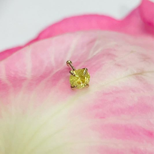 3mm Lemon Yellow Sapphire Straight Nose Stud 14K Yellow Gold